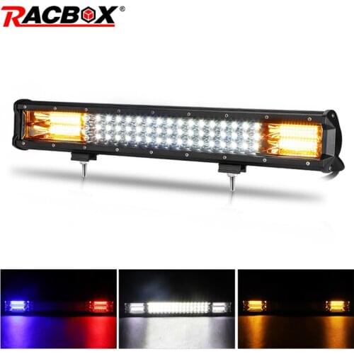 20 Inch Offroad LED Light Bar Amber White Combo Beam 12V 24V Spotlight LED Work Fog Light For Truck Tractor UAZ ATV SUV MPV 4X4