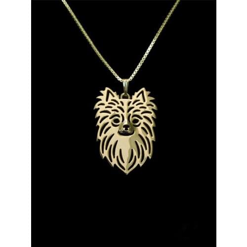 Trendy Long Haired Chihuahua pendant necklace women gold color silver color statement