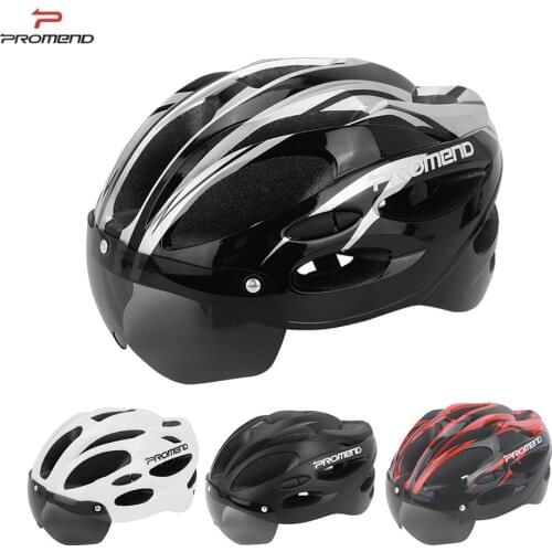 PROMEND Bicycle Helmet With Magnetic Detachable Goggles Integrated Molding Safety Hat EPS Unisex Outdoor Cycling Equipment