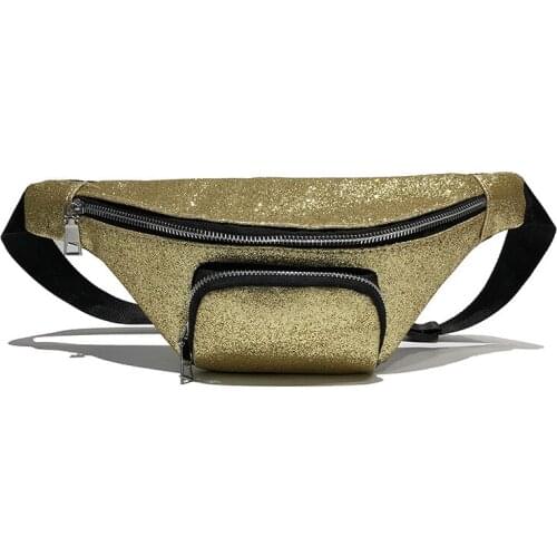 10PCS / LOT Glitter Waist Bag for Women Fashion Sequins Fanny PacksBelt Bags Luxury Ladies Large Capacity Zipper Waist Pack