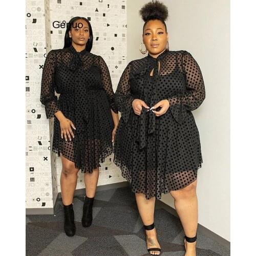 2020 Pattern Print Mesh Spliced Sexy Lady Tulle Banquet Party Dress Clear Fresh Sexy Regular Short Sleeve Dresses