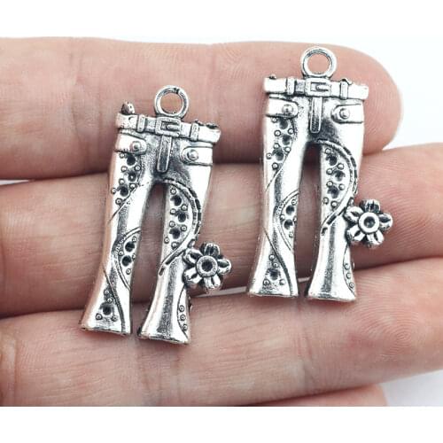Newest 8Pcs 19*24mm Antique Silver Color Alloy Pretty Pants Charms Vintage Earrings Necklace Pendant For DIY Jewelry Making