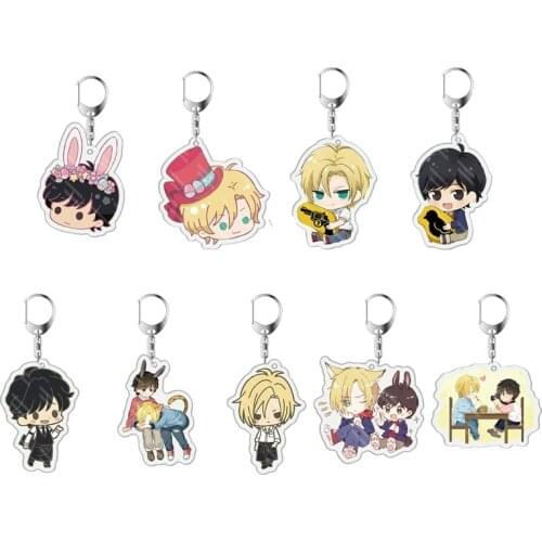 Anime Banana Fish Keychain Couple Acrylic Trendy Charm Cute Keychain Pendant Keyring For Bag