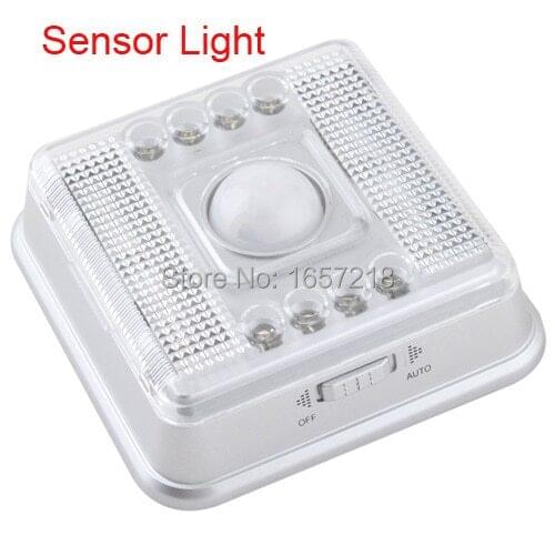 8 LED Wireless Infrare Sensor Motion Detector Night Light / Lamp / Bulbs ,Clear White #LRT15255# 1PCS/Lot