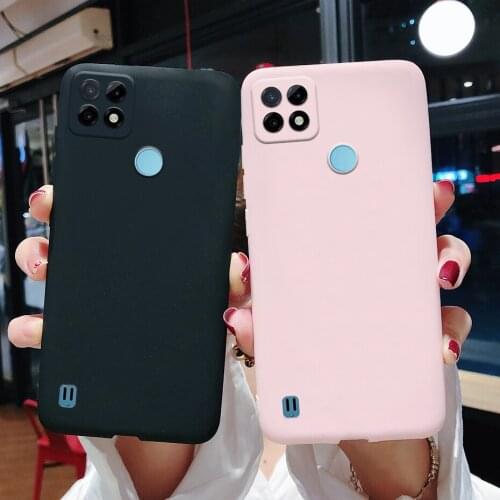 Realme C21 Case Candy Colors TPU Shockproof Soft Silicone Phone Cover For Realme C21 RMX3201 RealmeC21 2021 C 21 6.5'' C21Y Case