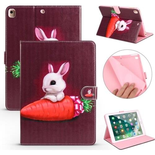 Rabbit Pattern PU and PC Cover Case for iPad Mini 1234 Air 1 2 iPad Pro 9.7 New iPad 2018 2017 9.7 inch Case