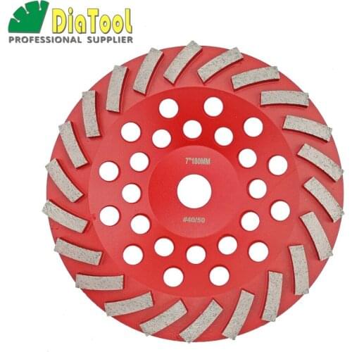 DIATOOL Dia 7"/180mm Diamond Grinding Cup Wheel For Construction Material, 7Inch Grinding Disc, Segmented Turbo Type Grind Wheel