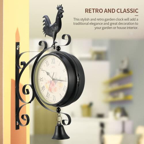 Double Sided Wrought Iron Train Grand Station Style Dustproof Retro Double-Sided Wall Clock Vintage Inspired Wall Clock