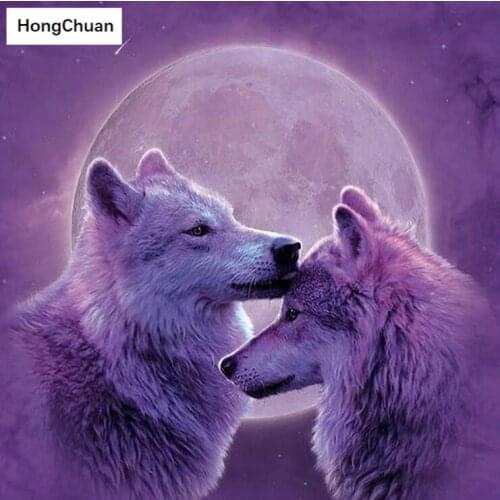 Couple Wolf Mural Fast Delivery 5D DIY Square/Round Diamond Embroidery Mosaic Diamond Painting Home Decor Cross Stitch Gift