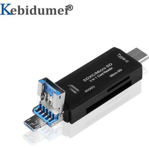 Kebidumei Multi in 1 High Speed USB 3.0 Type-C Card Reader Micro USB TypeC OTG Flash Drive Adapter TF Card Reader