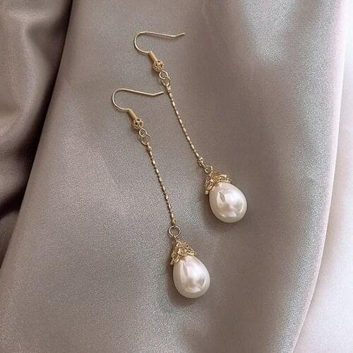 Korean Pearl Earrings For Women Fashion Imitation Pearls Dangle Drop Earring Sweet Temperament Jewelry Accessories
