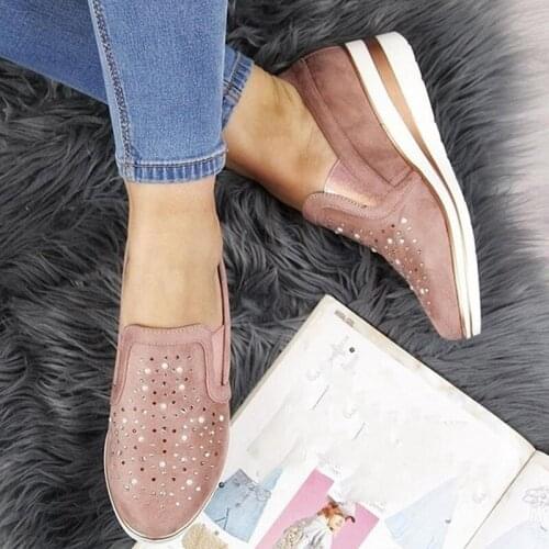 Loafers Women Autumn Plus Size Platform Wedge Shoes Fashion Cysal Crystal Slip Om Female Casual Shoes