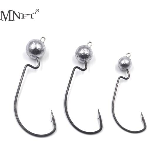 MNFT 30Pcs High Carbon Steel Crank Jig Round Head Hook 3.5g/7g/10g Artificial Bait Worms Hook Soft Lure Fishing Hook
