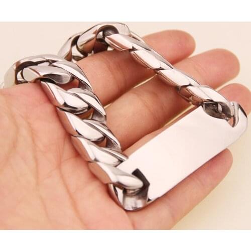 High Polishing Silver Color 316L Stainless Steel Huge Heavy 16mm*22cm Mens Cuban Link Bracelets Bangles Strong Jewelry
