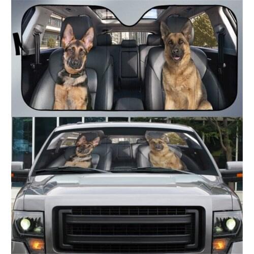 INSTANTARTS Heat Reflector Front Windshield Sunshade German Shepherd Prints Fold-up Sunshade for Windshields Car Protector New