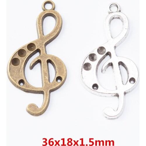 35 pieces of retro metal zinc alloy Musical notes pendant for DIY handmade jewelry necklace making 7213