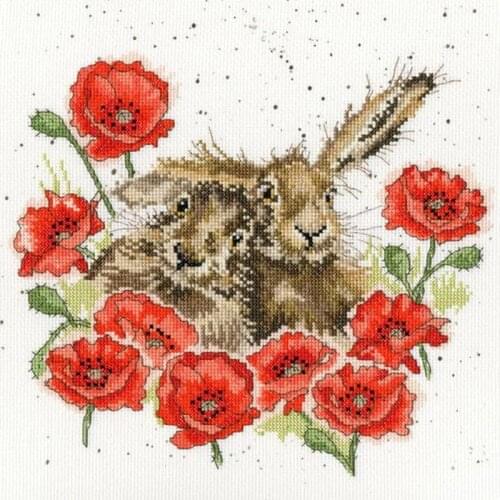 Hot Embroidery Love Is In The Hare Funny Christmas Cross Stitch Patterns with 100% Cotton Flosses & Free Shipping for Wall Decor