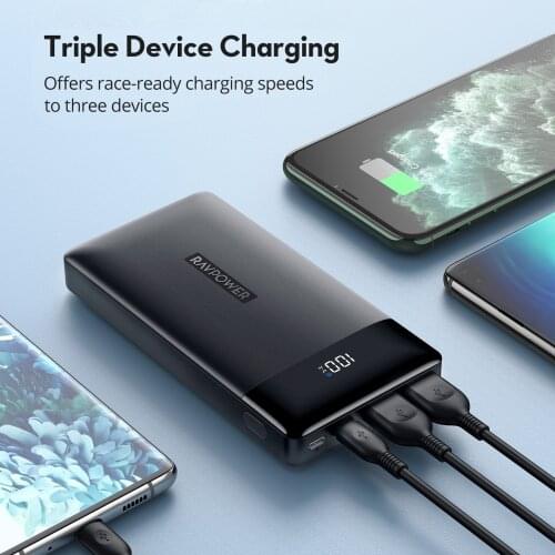 RAVPower Power Bank 15000mAh QC PD 3.0 18W Fast Charging Powerbank 15000mAh External Battery Charger for iPhone 12 Xiaomi Galaxy
