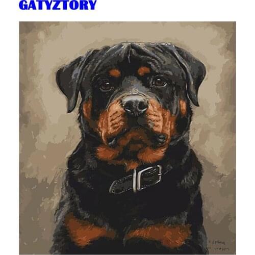 GATYZTORY Frame Animal Police Dog DIY Digital Painting By Numbers Kits Acrylic Hand Painted Modern Wall Art Canvas Painting