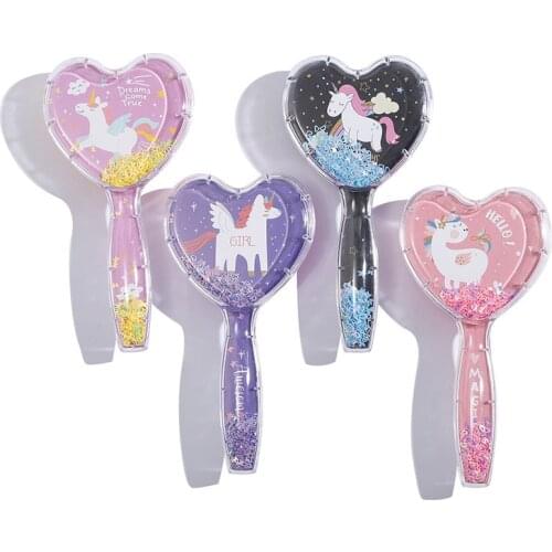 Cartoon Heart Unicorn Hair Brush Print Air Cushion Comb Transparent Massage Hair Comb Plastic Pony Comb Detangling Hair Brush