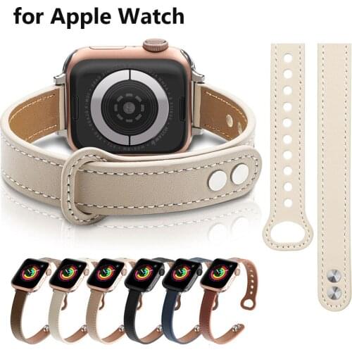 Genuine Leather Bands for iWatch 3 38mm 40mm Bracelet Slim Thin Dressy Elegant Strap for Apple Watch Band SE/6/5 42mm 44mm