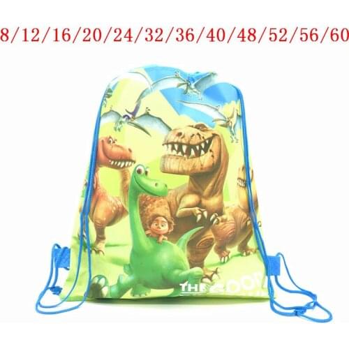 3D Printed Cartoon Dinosaur Backpack Decorate Non-woven Fabric Baby Shower Drawstring Unicorn Gift Bag Birthday Party Boy Favors