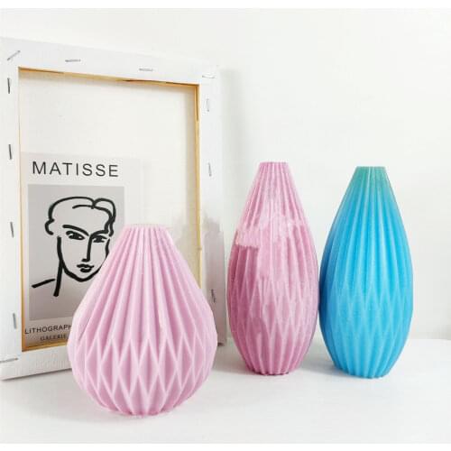Diy Geometric Vase Shape Candle Mold Art Origami Striped Pear Shell Shaped Candle Mould Aromatherapy Plaster Candle Making
