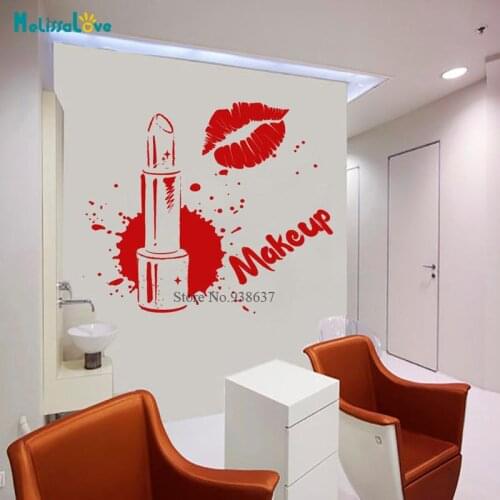 Sexy Lipstick Makeup Decal Women Girl Wall Sticker Decals Beauty Salon Vinyl Murals Removable Wallpaper BB141