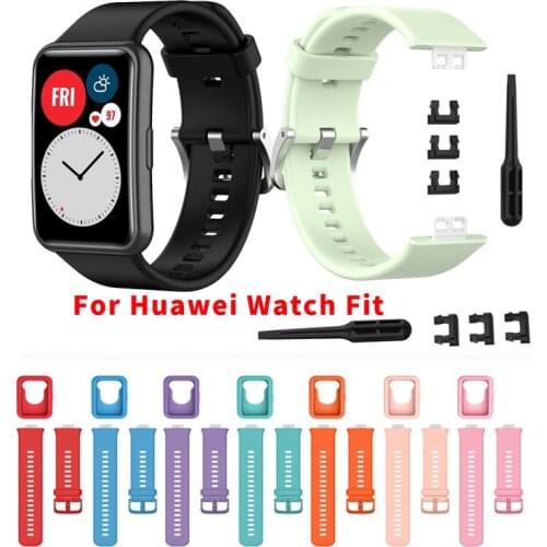 2021 Silicone Band For Huawei Watch Fit Strap Tool Watch Case Screen Protector Bracelet Correa For Huawei Fit smart watch strap