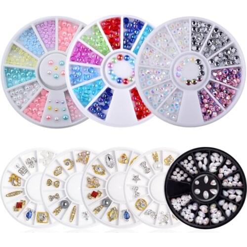 Mixed Sizes Nail Art Wheel Rhinestone Crystal Decoration 3D Tips Design Manicure Acrylic UV Gel Polish Glitter Gems Accessories