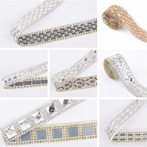 DIY White Rhinestone Chain Trim Strass Hotfix Crystal Jewelry Rhinestones For Clothes Sew Accessories Self-Adhesive Rhinestone