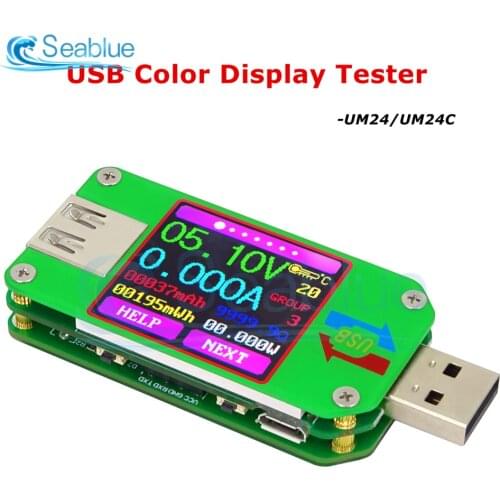 UM24 UM24C USB 2.0 LCD Display Voltmeter Ammeter Battery Charge Voltage Current Meter Multimeter Cable Measure Tester For APP
