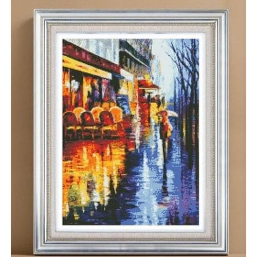 Embroidery Package Hot Sell Best Quality Cross Stitch Kits Coffee Store in Rain Free Shipping