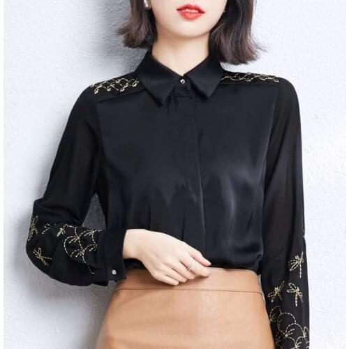 Wtianyuw Black Blouses