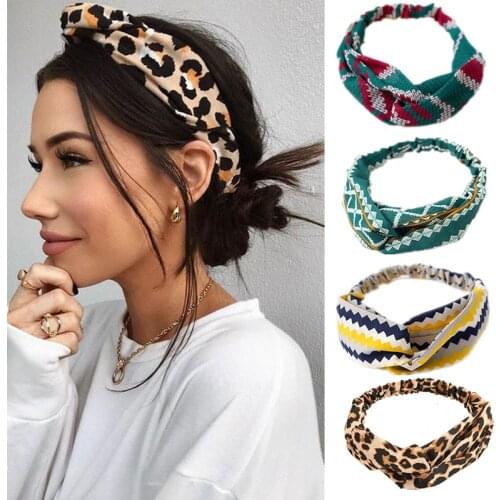 Fashion Floral print Knot Women Headband Vintage Hairband Girls Headwear Leopard Headband Hair Accessories