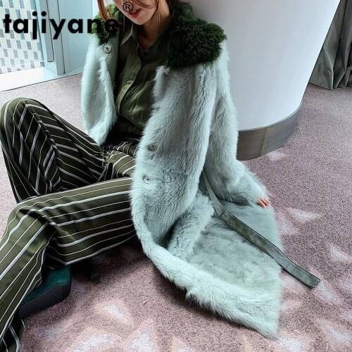 Natural Faced Double Fur Coat Women Winter Jacket Korean Vintage Long Sheep Shearing Coat Female Real Fur Jackets Hiver 20387