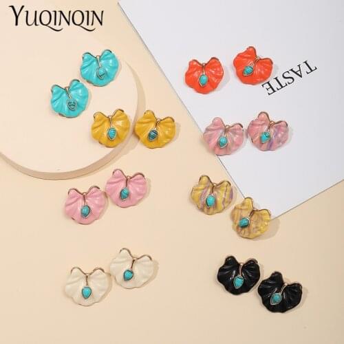 Lotus Resin Large Flower Womens Earrings Cute Big Korean Acrylic Earings for Girls Blue Fashion Jewelry Brincos Female