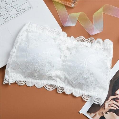 Sexy Tube Bra Womens Strapless Bra Top Padding Bralette Underwear Floral Lace Bra Cropped Bandeau Women Lingerie
