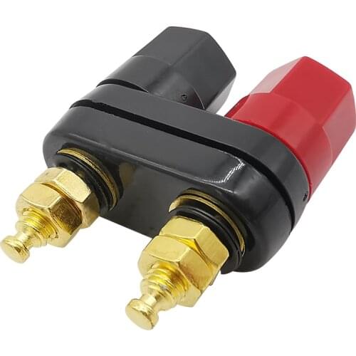 1Piece Red Black Banana Plug Couple Terminal Connector Amplifier Terminal Binding Post Double Banana Speaker Plug Jack