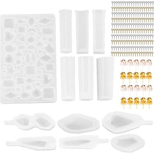 123Pcs Silicone Resin Molds Kit Crystal Epoxy Resin Pendant Molds for Jewelry Making DIY Craft