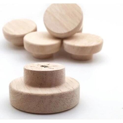 2pcs Wood Round Pull Knobs Cabinet Drawer Wardrobe Handle For Furniture