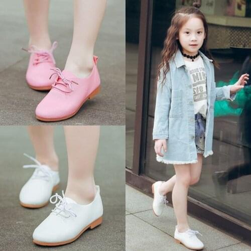 2019 Kids Shoes Girls Leather Shoes Soft Hand Feeling Children Infant Kids Baby Boys British Style Student Perform Casual Shoes