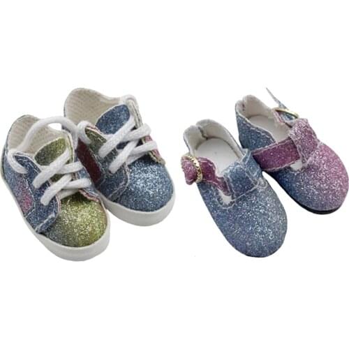 4.5*2.1cm 1Pair PU Rainbow Shoes for 1/6 BJD Dolls and 15CM Plush Dolls Russian Doll Clothes Accessories