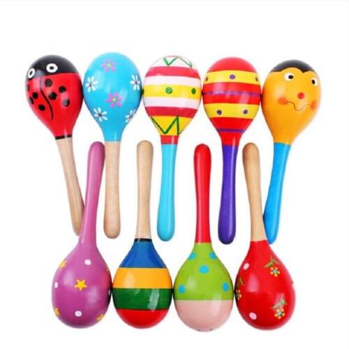 5pcs/lot Baby Wooden Toys Dolls Musical Instruments Wood Rattles Toys For Babies Child Baby Shaker Toys For Children Gifts