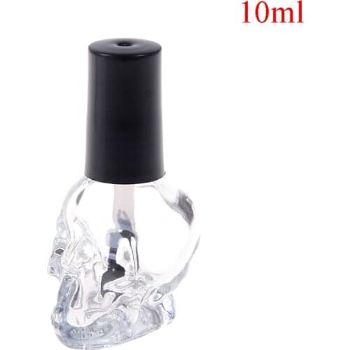 Skull Fashion 10ml Transparent Glass Empty Nail Polish Refillable Bottle With Brush Small Travel Makeup Cosmetic Containers