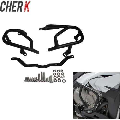Cherk Black Silvery Solid Tubular Steel Engine Guard Crash Bars Protector For BMW S1000XR 2015 2016 2017 2018 Motorcycle Parts