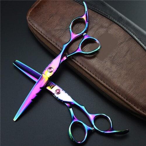 Brand 6.0 inch Professional Barber Scissors with Leather Bag Hairdressers Scissors 3 Colors Hair scissors Salon Cutting Tool