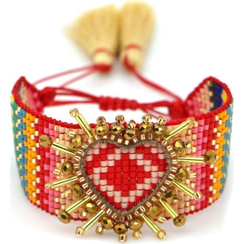 Go2Boho Miyuki Heart Bracelet & Bangle Handmade Beads Bracelets For Women Gift Friendship Jewelry Designer Tassel Pulseras