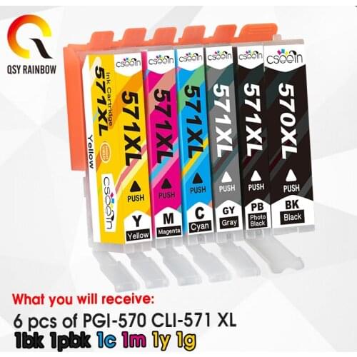 6 color PGI 570 CLI 571 PGI-570BK compatible ink cartridge for canon PIXMA MG7750 MG7751 MG7752 MG7753 TS8050 TS8051 printer