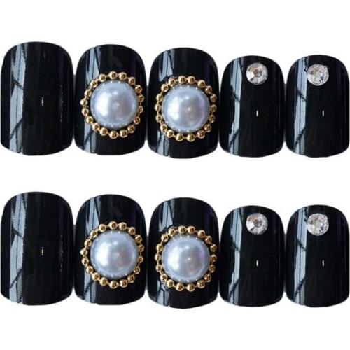 24 Pieces Short Black Fake Nails Tips, Full Cover False Nails Artificial Nails for Nail Salons & DIY Nail Art